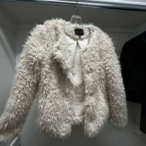 Sanctuary cream faux fur jacket / coat